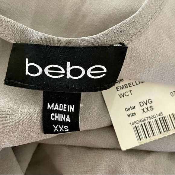 Bebe embellished grey  bib bubble tank  XXS - Picture 7 of 14